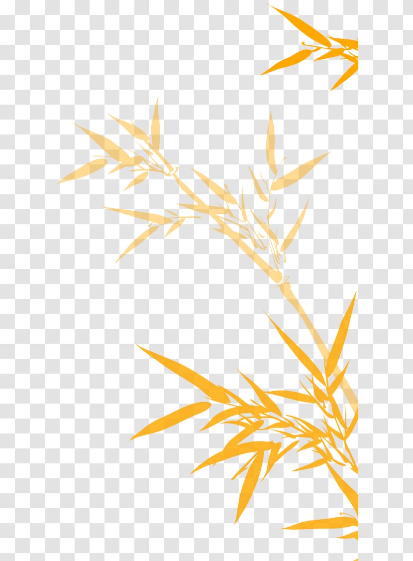 Bamboo Painting Drawing - Commodity - Yellow Simple Leaves Decorative Patterns Transparent PNG