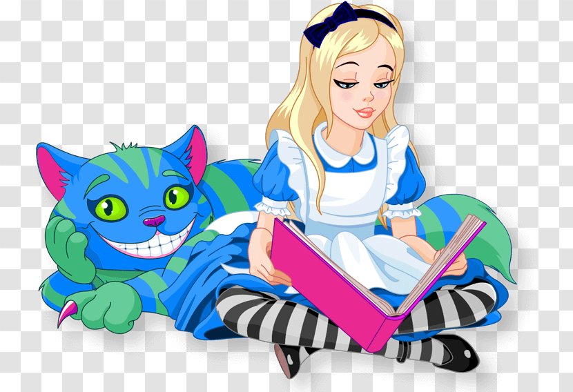 Alice's Adventures In Wonderland Cheshire Cat Book Knave Of Hearts - Reading Transparent PNG