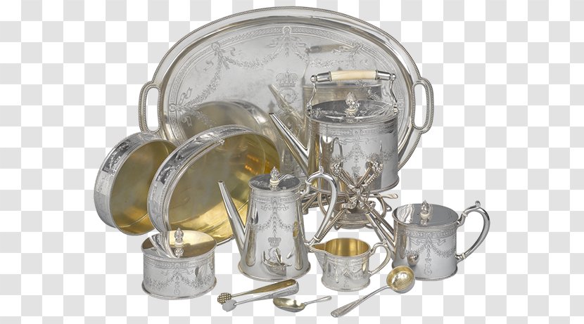 Silver-gilt Russian Empire Tray Tableware - Watercolor - European Coffee Menu Transparent PNG