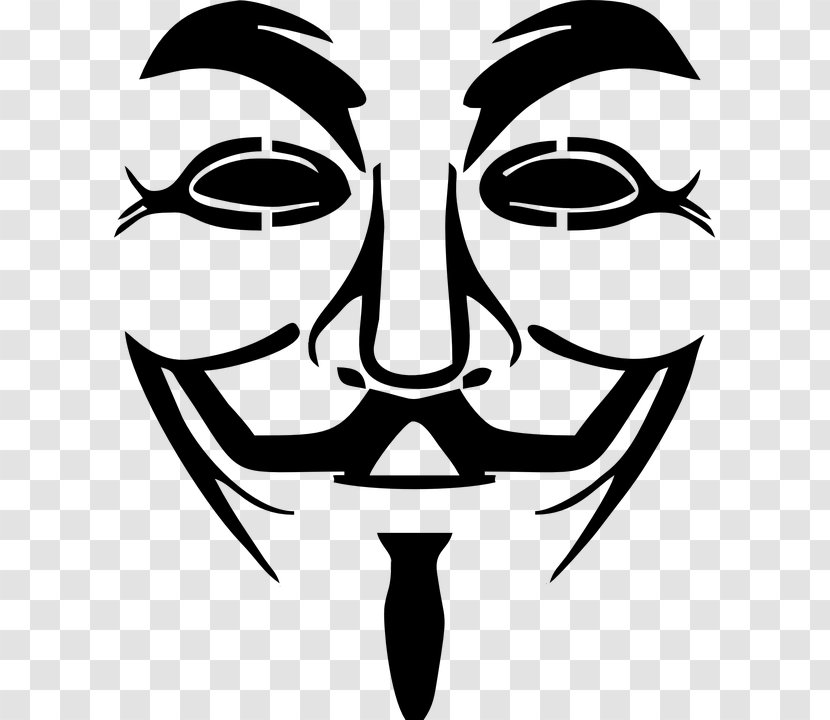 Anonymous Guy Fawkes Mask Clip Art - Monochrome Photography Transparent PNG