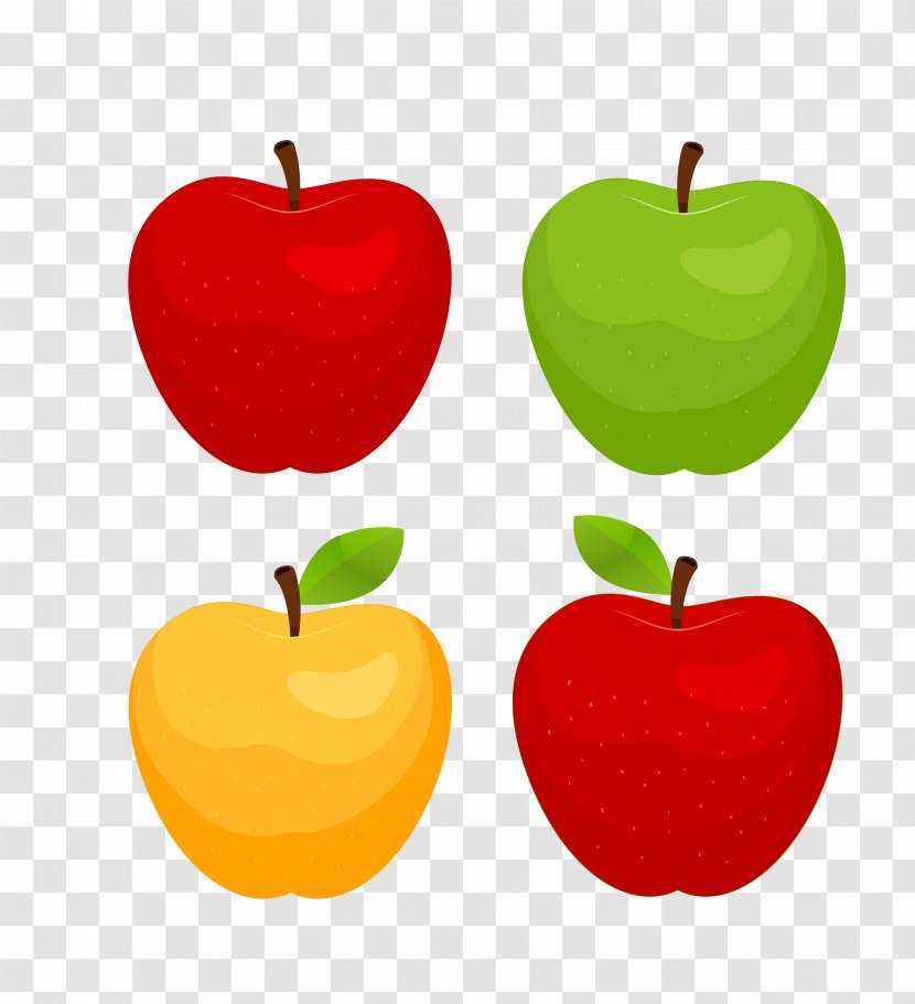 Apple Red Poster - Vector Four Colors Colored Big Collection Transparent PNG