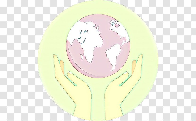 Pink Cartoon Yellow Hand Gesture - Globe Plate Transparent PNG