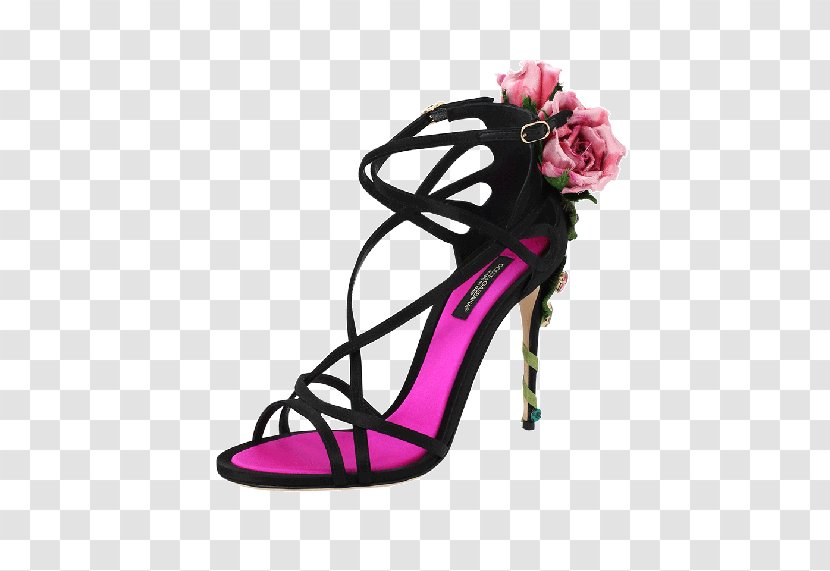 Sandal High-heeled Shoe Court Slingback - Footwear - Free Pink Flower Buckle Material Wealth Transparent PNG