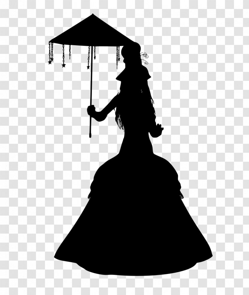Black Silhouette Dress Black-and-white Umbrella - Gown Transparent PNG