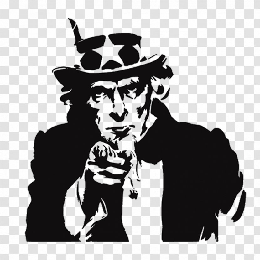 Uncle Sam Royalty-free Clip Art - Black And White - Want Clipart Transparent PNG
