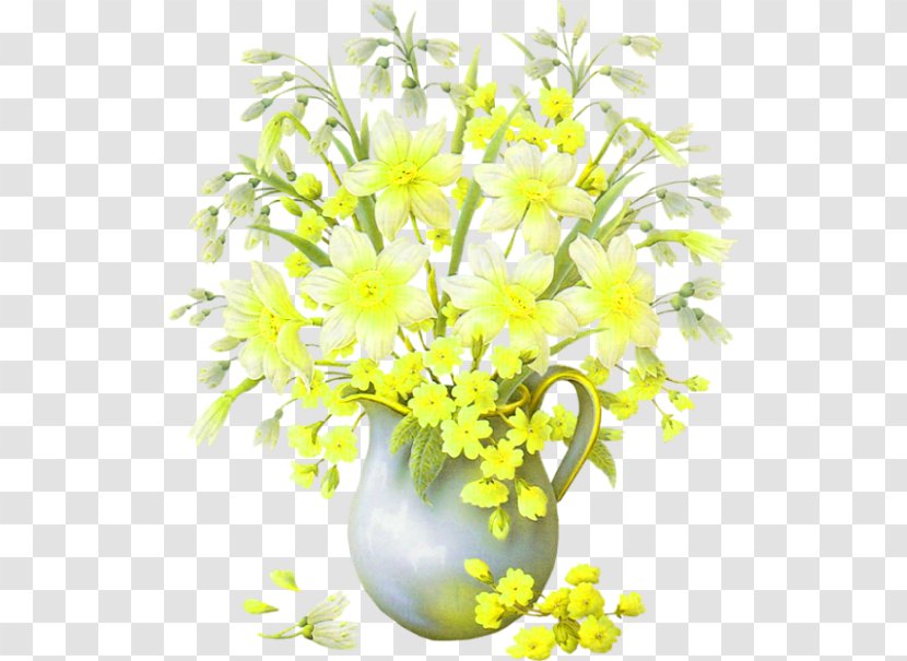 Flowerpot Vase - Crock - Yellow Flower Hand Painted Decoration Pattern Transparent PNG
