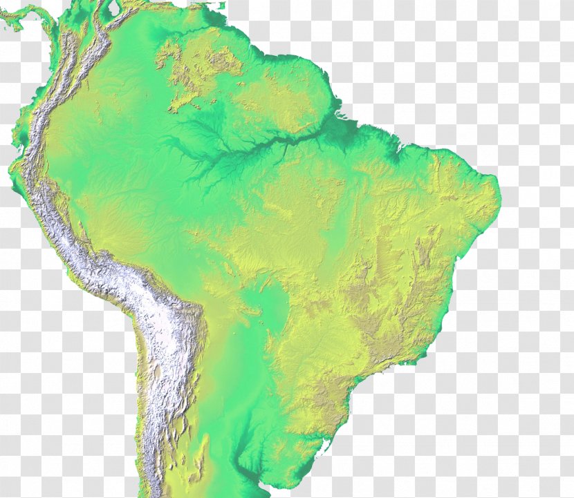South America Shuttle Radar Topography Mission Topographic Map United States - Raisedrelief Transparent PNG
