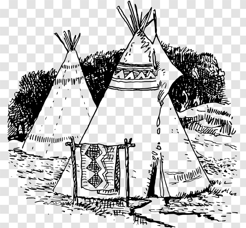 Great Plains Indians Tipi Native Americans In The United States Coloring Book - Drawing - Indianer Clipart Transparent PNG