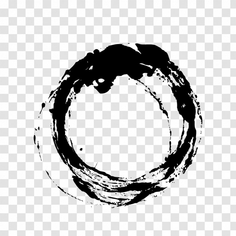 Ink Brush Circle - Chinese Wind Black Irregular Transparent PNG