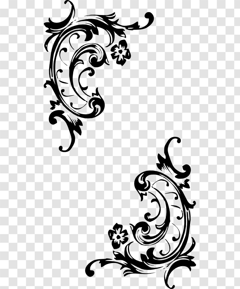 Image of Flower vintage Baroque Victorian floral ornament frame border leaf  scroll engraved retro pattern decorative design tattoo black-WL422542-Picxy