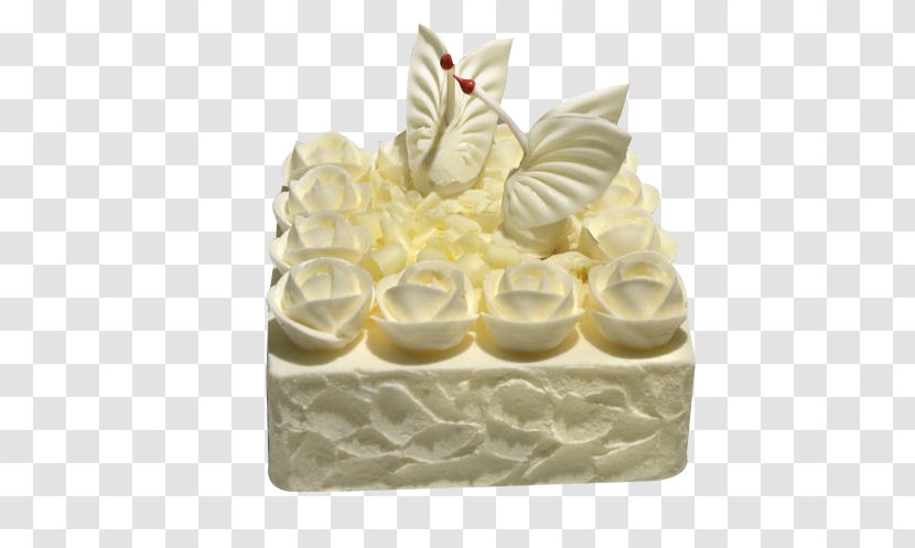 Cream Petit Four Birthday Cake Mousse Ganache - Food - Swan Rose Transparent PNG