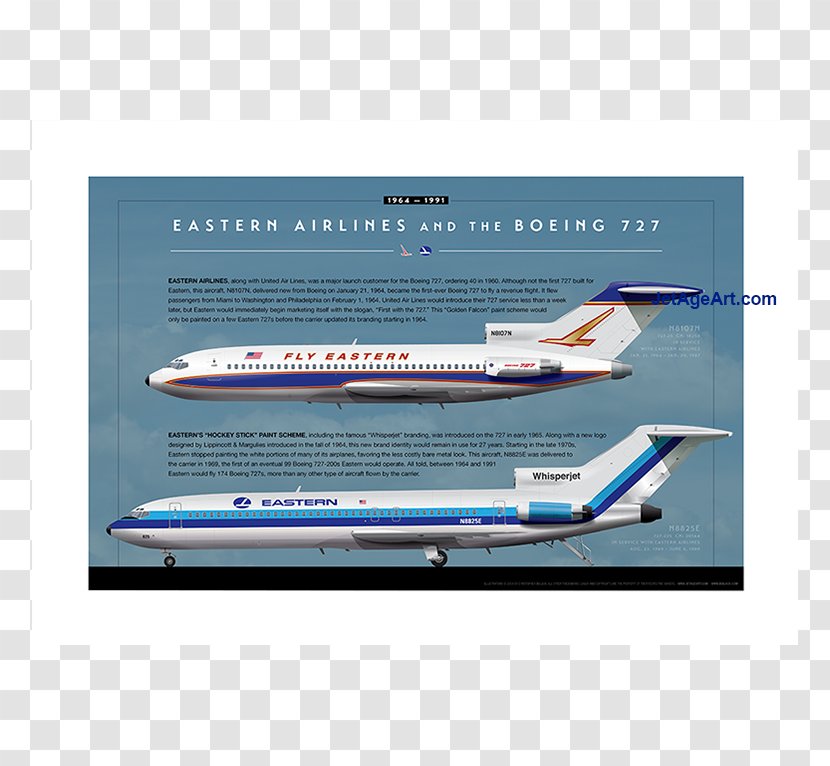 Narrow-body Aircraft Eastern Air Lines Airline Travel Boeing 727 - Narrow Body Transparent PNG