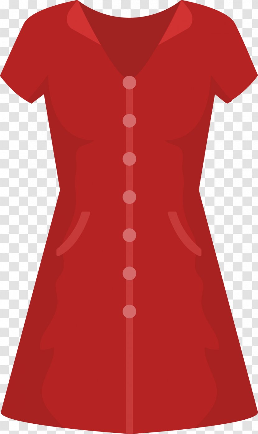 T-shirt Shoulder Blouse Sleeve Dress - Red Figure Transparent PNG