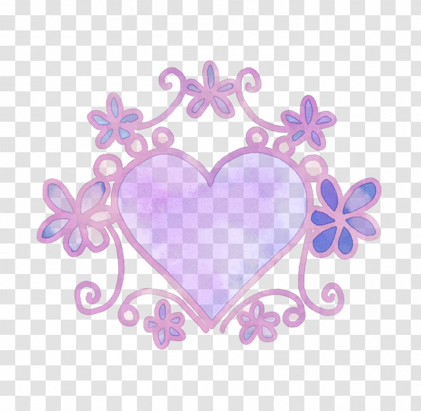 Purple Hand-painted Illustration Frame Heart And F - Petal - Silhouette Transparent PNG