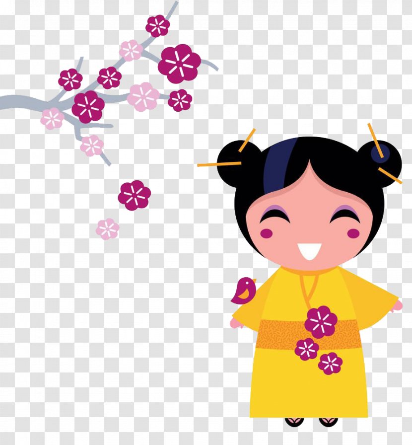 Japan Cartoon Clip Art - Flower - Japanese Cherry Doll Transparent PNG