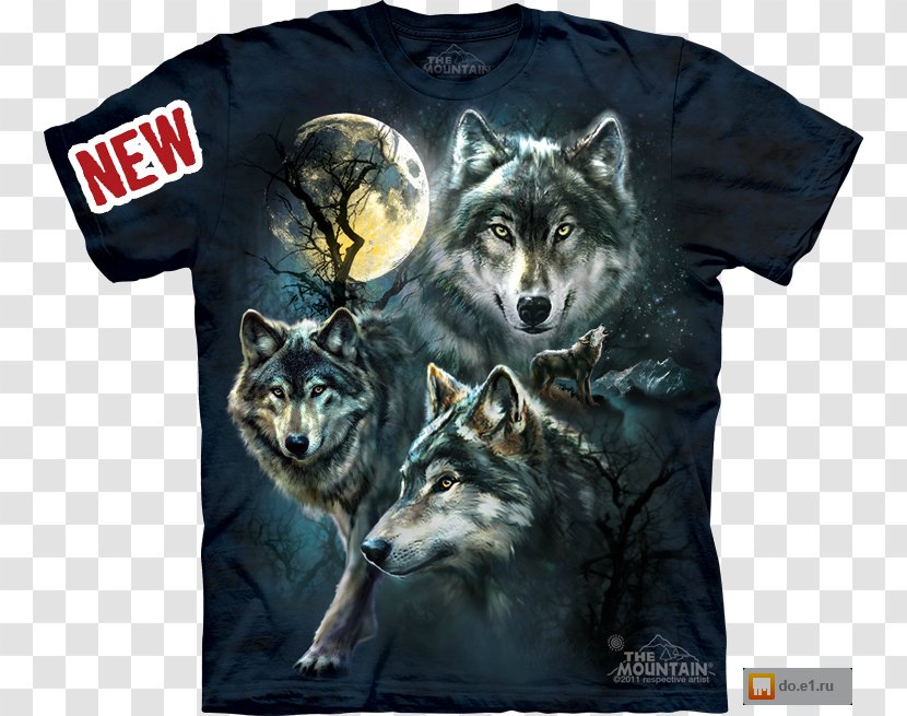 Printed T-shirt Gray Wolf Hoodie - T Shirt Transparent PNG