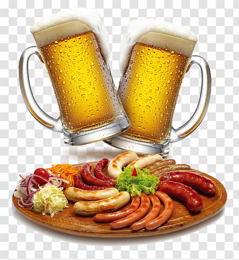 Germany Sausage Beer German Cuisine Dish - Main Course - Grilled Food Transparent PNG