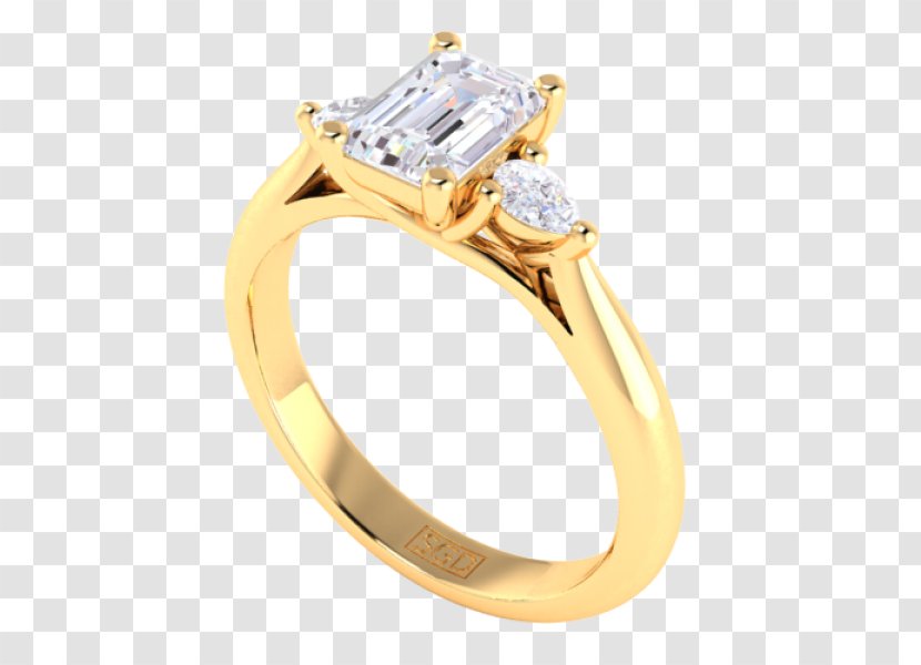 Diamond Trilogy Ring Engagement Cut - Emerald Transparent PNG