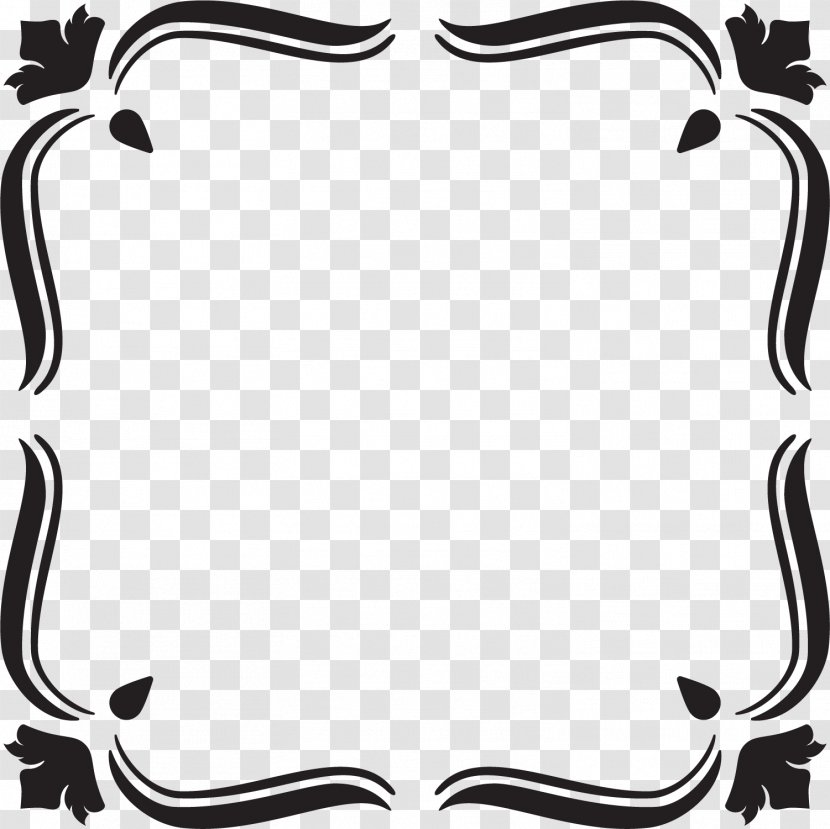 Black And White Leaf - Material - Hand Painted Frame Transparent PNG