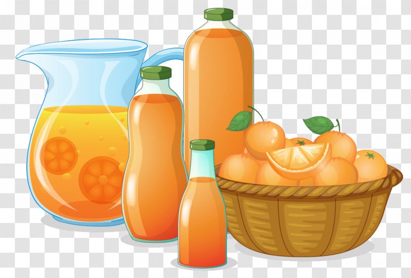Orange Juice Clip Art - Fresh Juices With Bamboo In The Transparent PNG