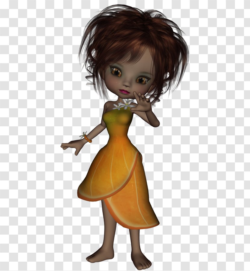 Brown Hair Cartoon Doll - Watercolor Transparent PNG