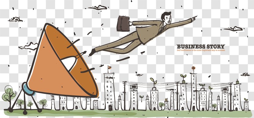 Cartoon Illustration - Flying Business People Cartoons Transparent PNG