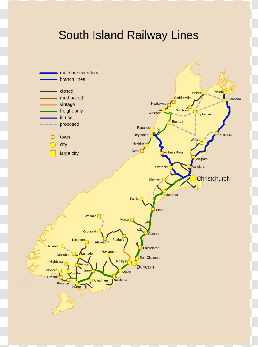 South Island Rail Transport Train Freighthopping North - Map Transparent PNG