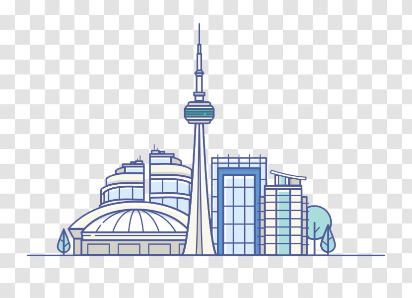 Toronto Architecture Icon Design Illustration - Symmetry - City Building Free To Pull The Material Transparent PNG