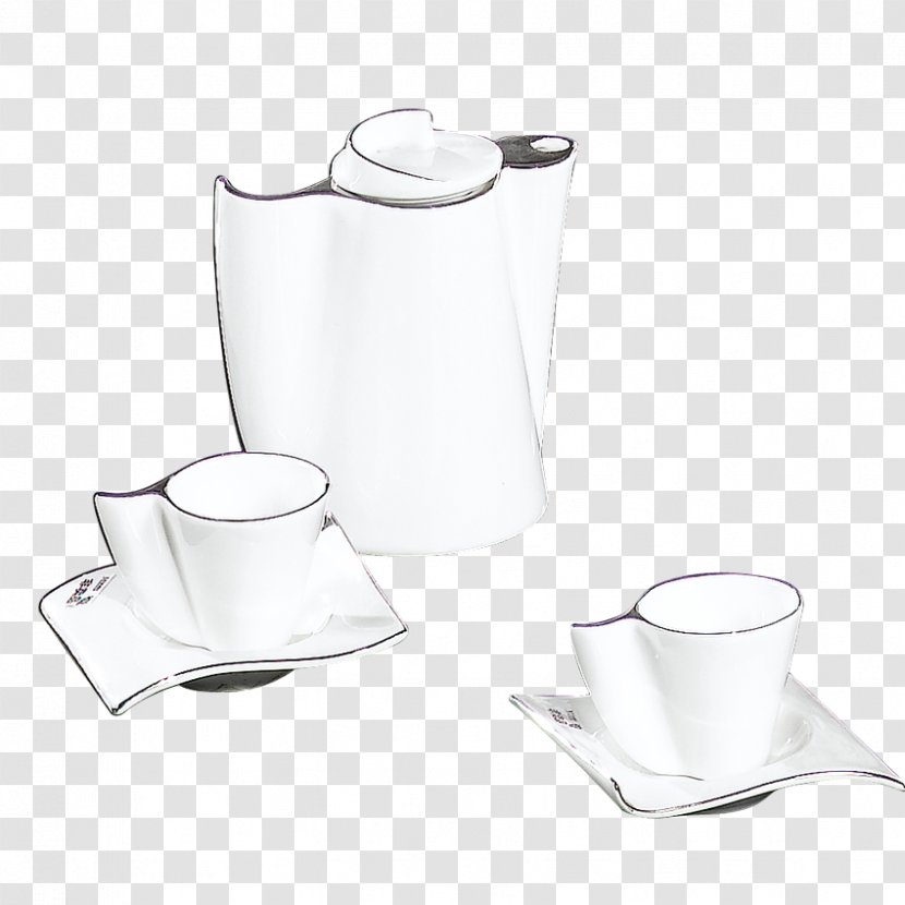 Teaware Coffee Cup Porcelain - Monochrome - Tea Set Transparent PNG