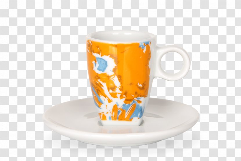 Coffee Cup Espresso Saucer Porcelain Mug - Orange Transparent PNG