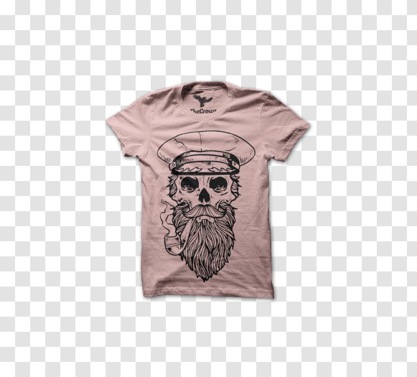 Printed T-shirt Hoodie Sweater - Tshirt - Bearded Skull Transparent PNG