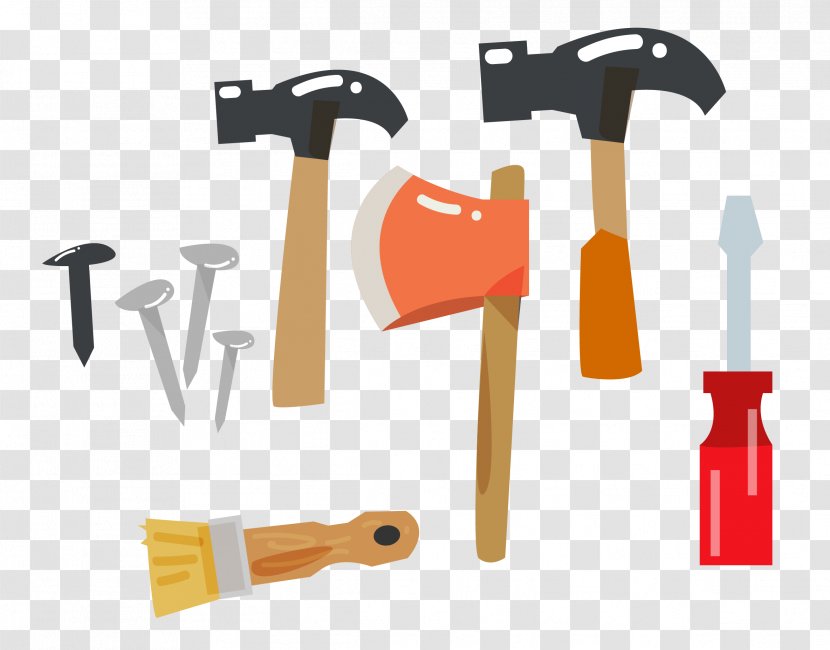 Tool Hammer Nail - Vector Tools Transparent PNG