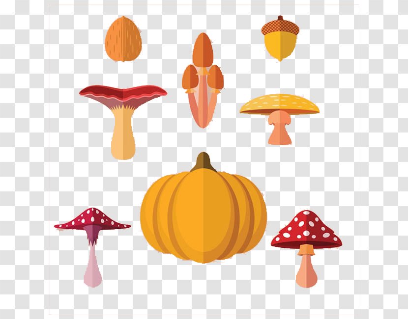 Download Autumn Computer File - Plant - Mushrooms And Pumpkin Transparent PNG