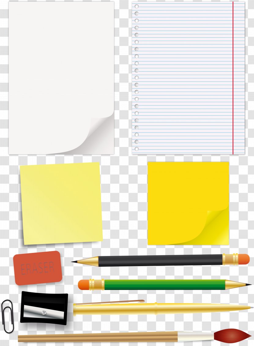 Stationery Paper Office Supplies Pencil School - Desk - Educational Transparent PNG