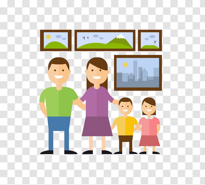 Cartoon Home Silhouette Illustration - Thumb - Warm Family Of Four Transparent PNG