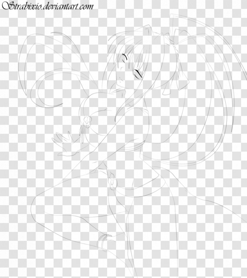Drawing Line Art Visual Arts Sketch - Silhouette - Highschool Dxd Rias Transparent PNG
