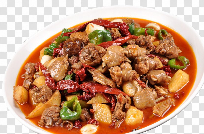 Xinjiang Chinese Cuisine Dapanji Chicken Meat - Asian Food - Saute Spicy Transparent PNG