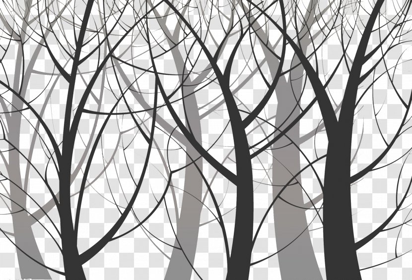 Mural Tree Silhouette Wallpaper - Structure - Ghost Forest Transparent PNG