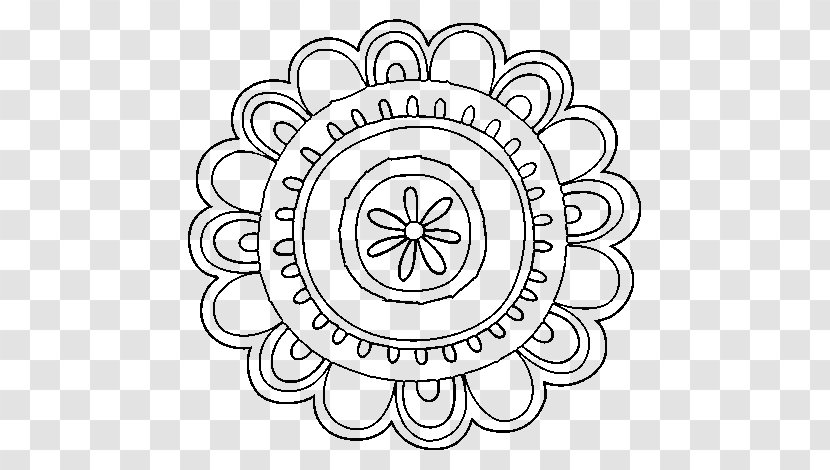 Mandala Drawing Coloring Book Embroidery - Monochrome - Symmetry Transparent PNG