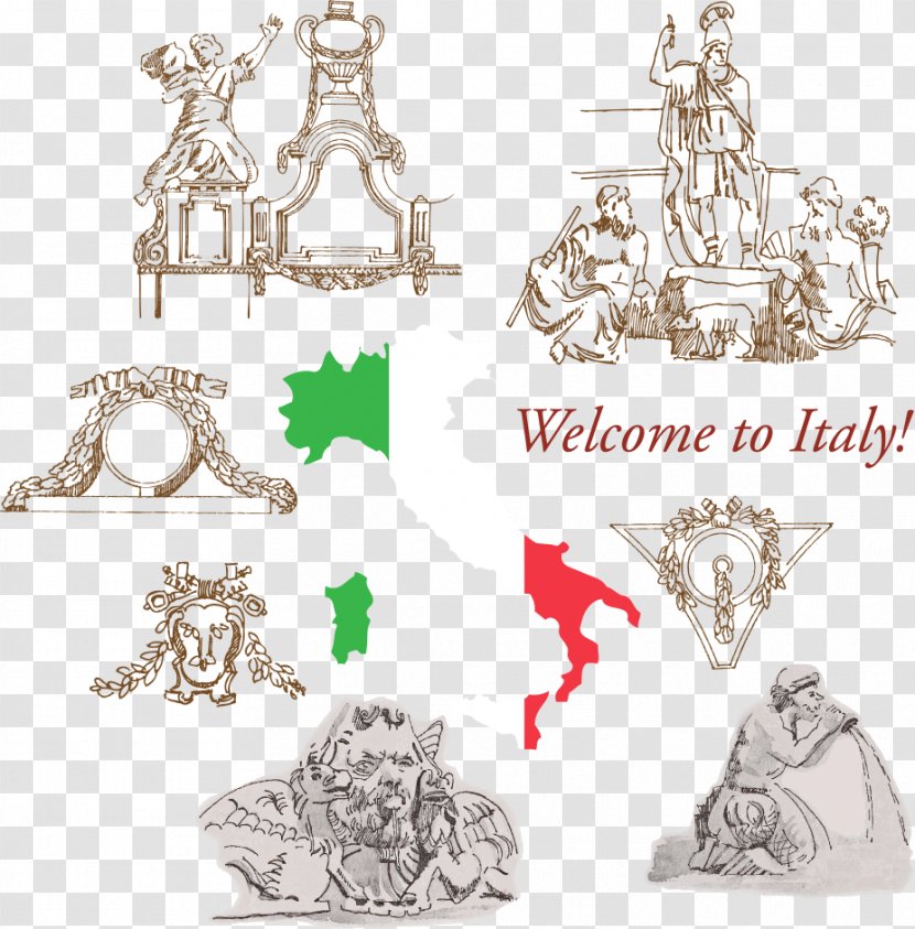 Trevi Fountain Map Drawing - Italy Transparent PNG