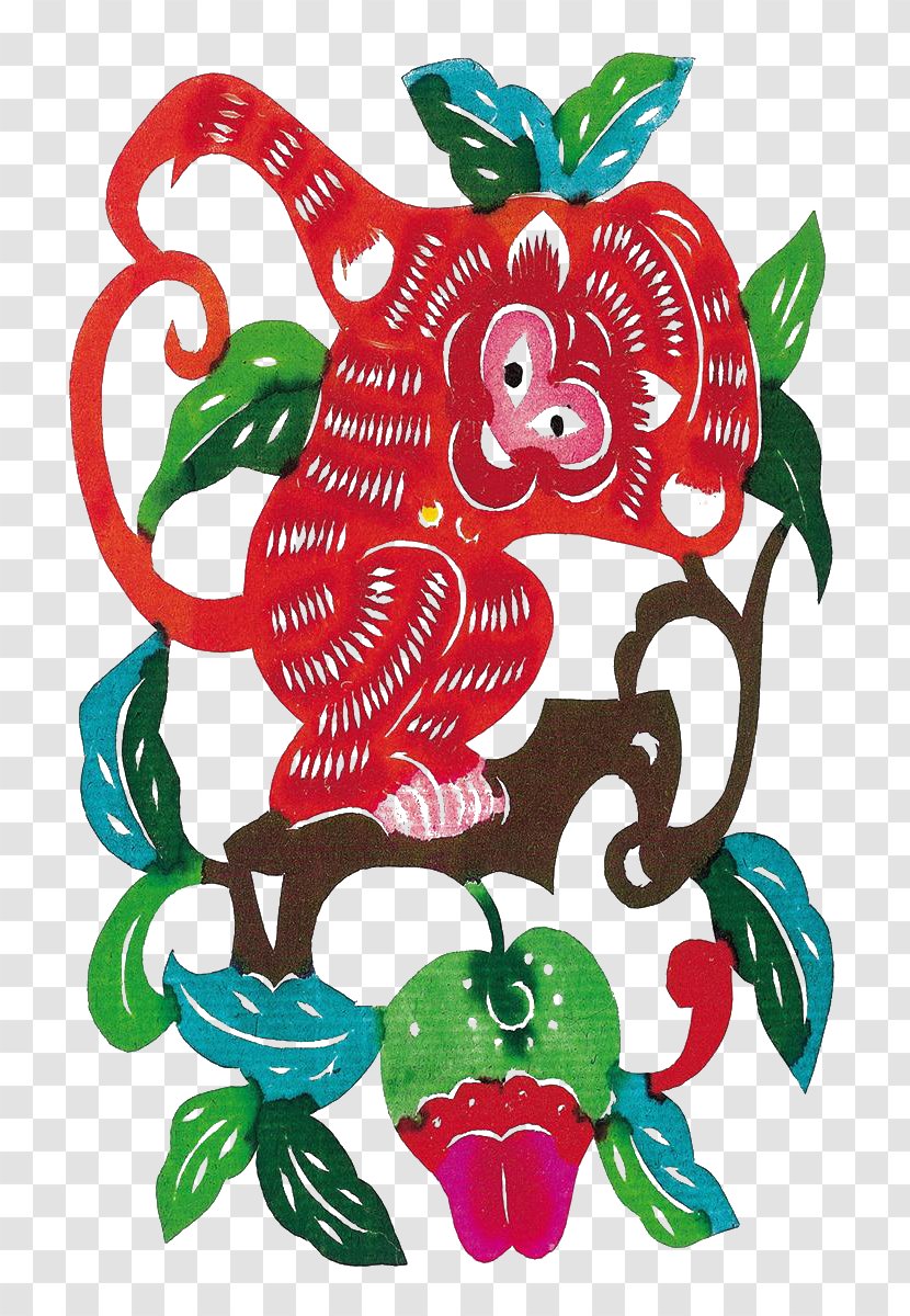 Monkey Chinese Zodiac Paper Cutting - Paper-cut Paintings Transparent PNG