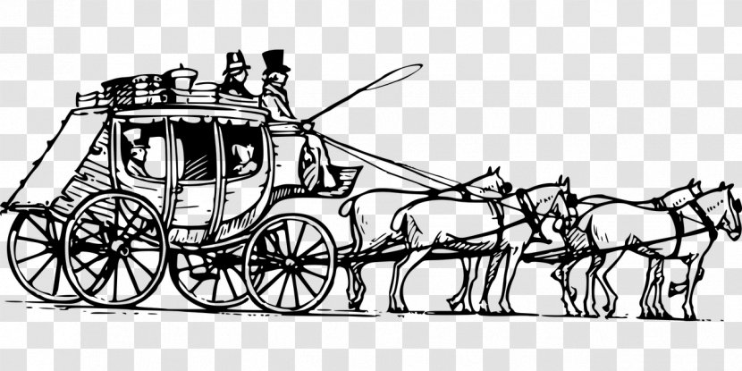 Horse-drawn Vehicle Coach Carriage Clip Art - Coloring Book Transparent PNG