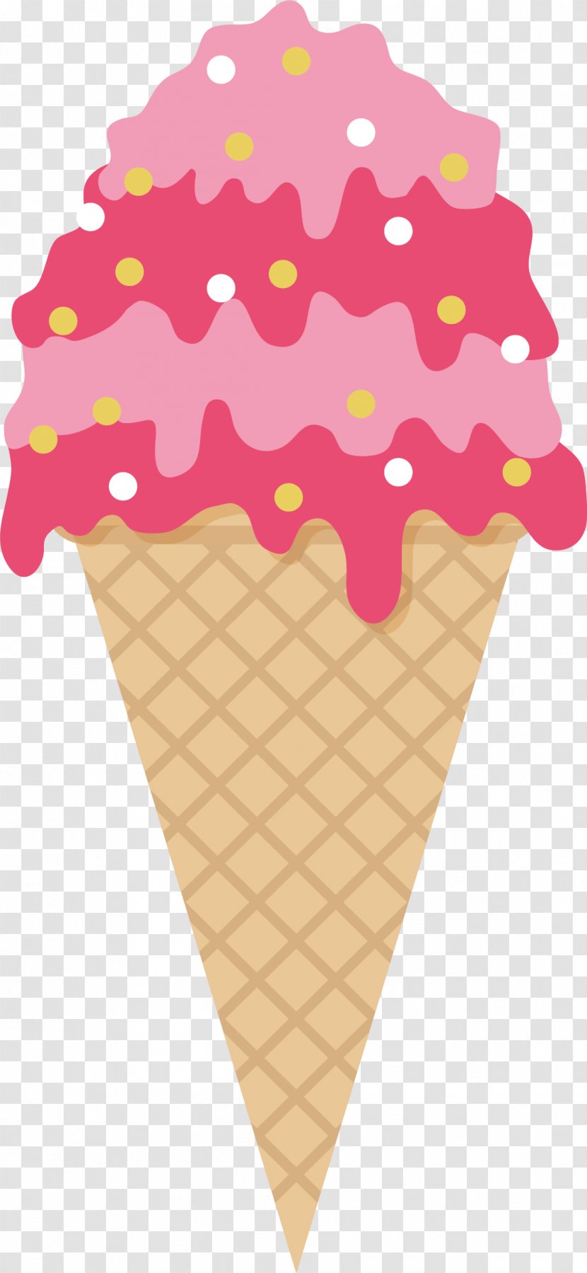 Ice Cream Cone Strawberry Sundae - Sprinkles - Vector Transparent PNG
