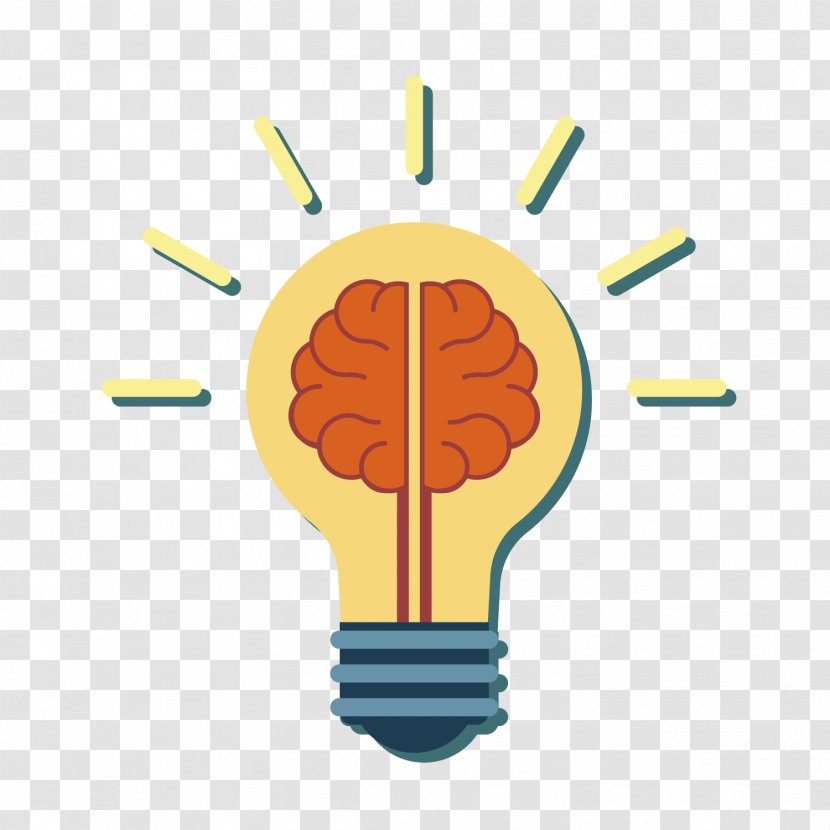 Incandescent Light Bulb Human Brain - Vector Inspiration Transparent PNG