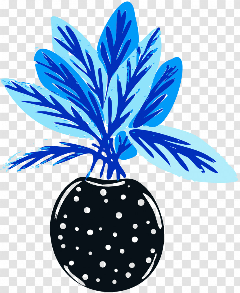 Leaf Cobalt Blue Tree Line Flower Transparent PNG