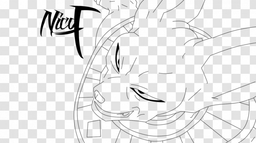 Beerus Line Art Character Cartoon Sketch - Heart - Goku Black And White Transparent PNG