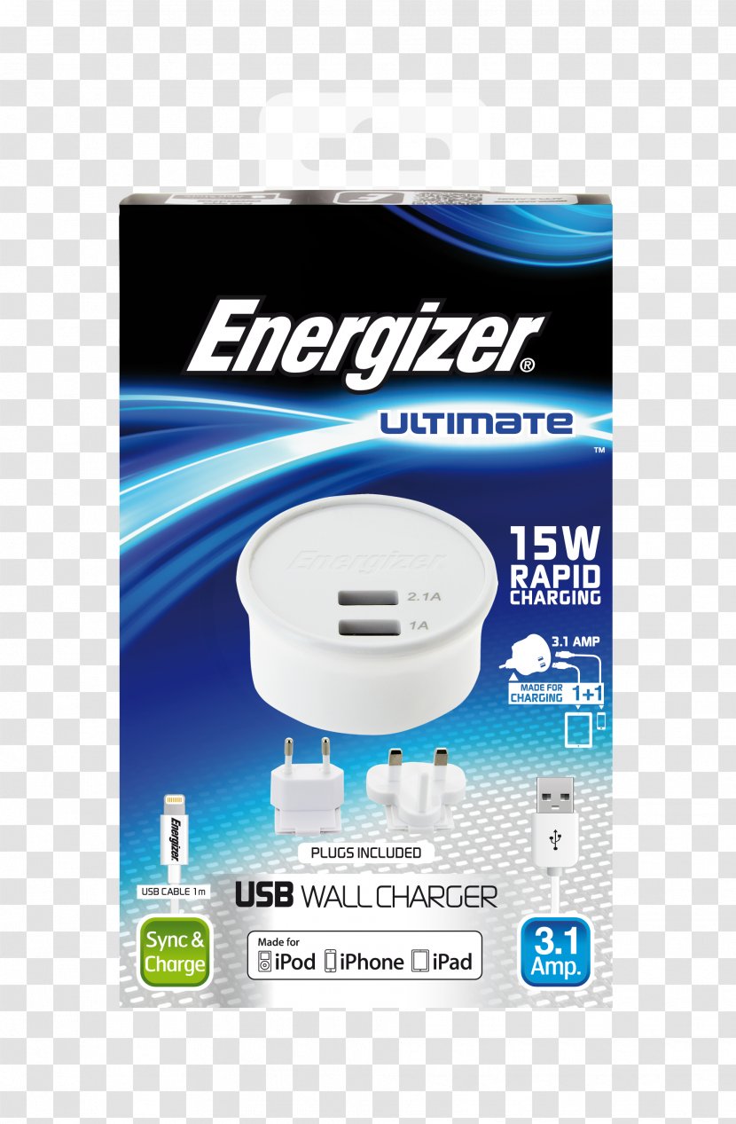 Battery Charger Micro-USB Adapter Energizer - Ipad - USB Transparent PNG