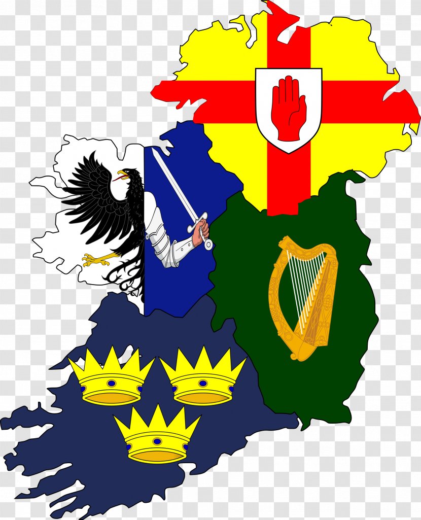 Four Provinces Flag Of Ireland Map Transparent PNG