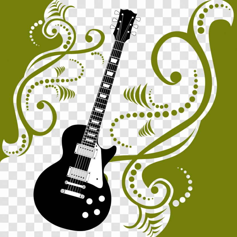 Fender Precision Bass Gibson Les Paul Electric Guitar - Electronic Musical Instrument - Green Patterns And Trends Vector Material Transparent PNG