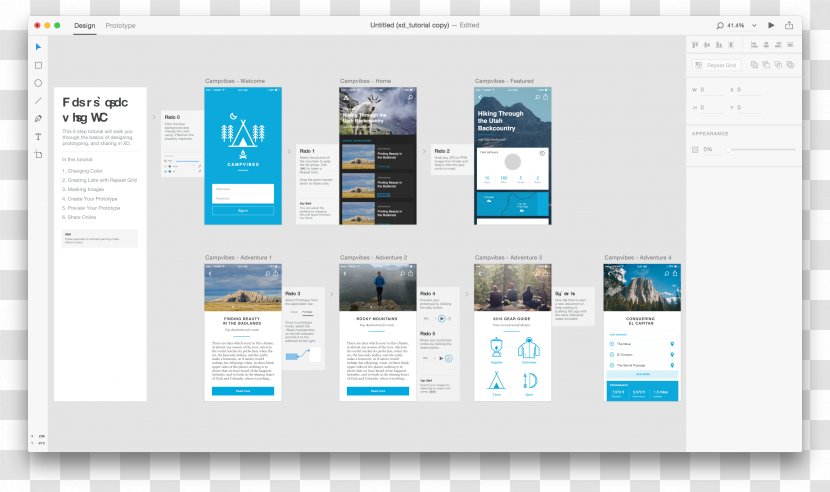 Adobe XD User Interface Design Prototype Sketch - Experience - Get Started Now Button Transparent PNG
